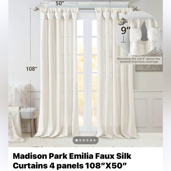 Madison Park Emilia Faux Silk 4 Panels 108” X 50” - Picture 1 of 5
